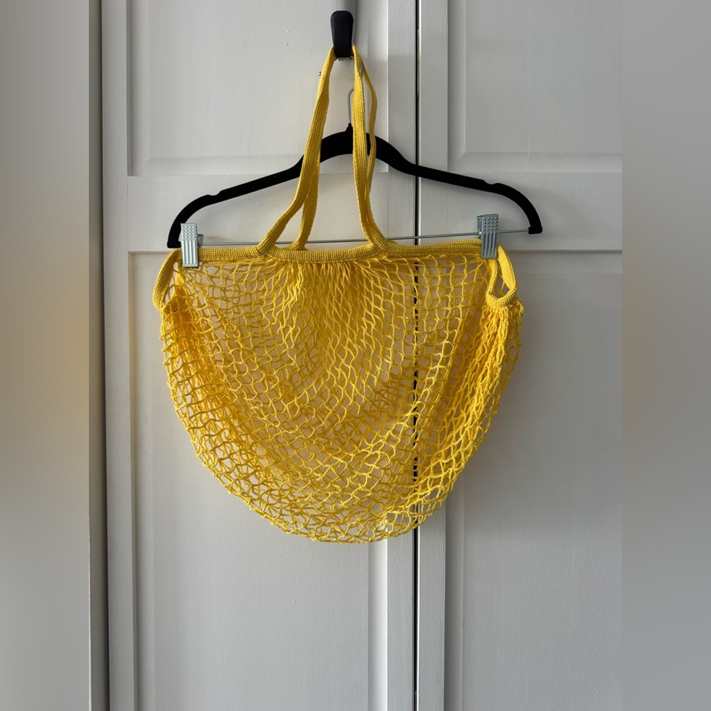 Torre & Tagus Yellow Cotton Mesh Market Tote | Reusable Bag | Boho Shoulder Bag
